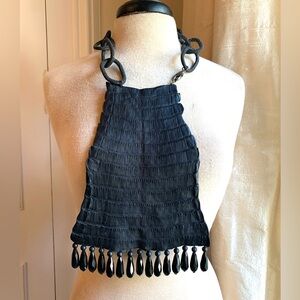 Sweet Olive Black Crocodile & Shagreen Necklace w Onyx Detail & Diamond Clasp